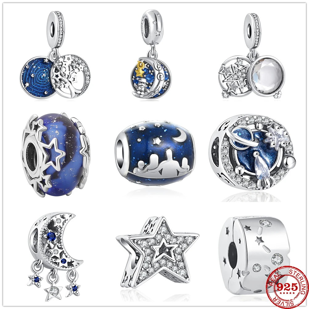 

New 925 Sterling Silver Moon Sweet Night Charm fit Original Pandora charms silver 925 DIY Bead Bracelet women Jewelry making