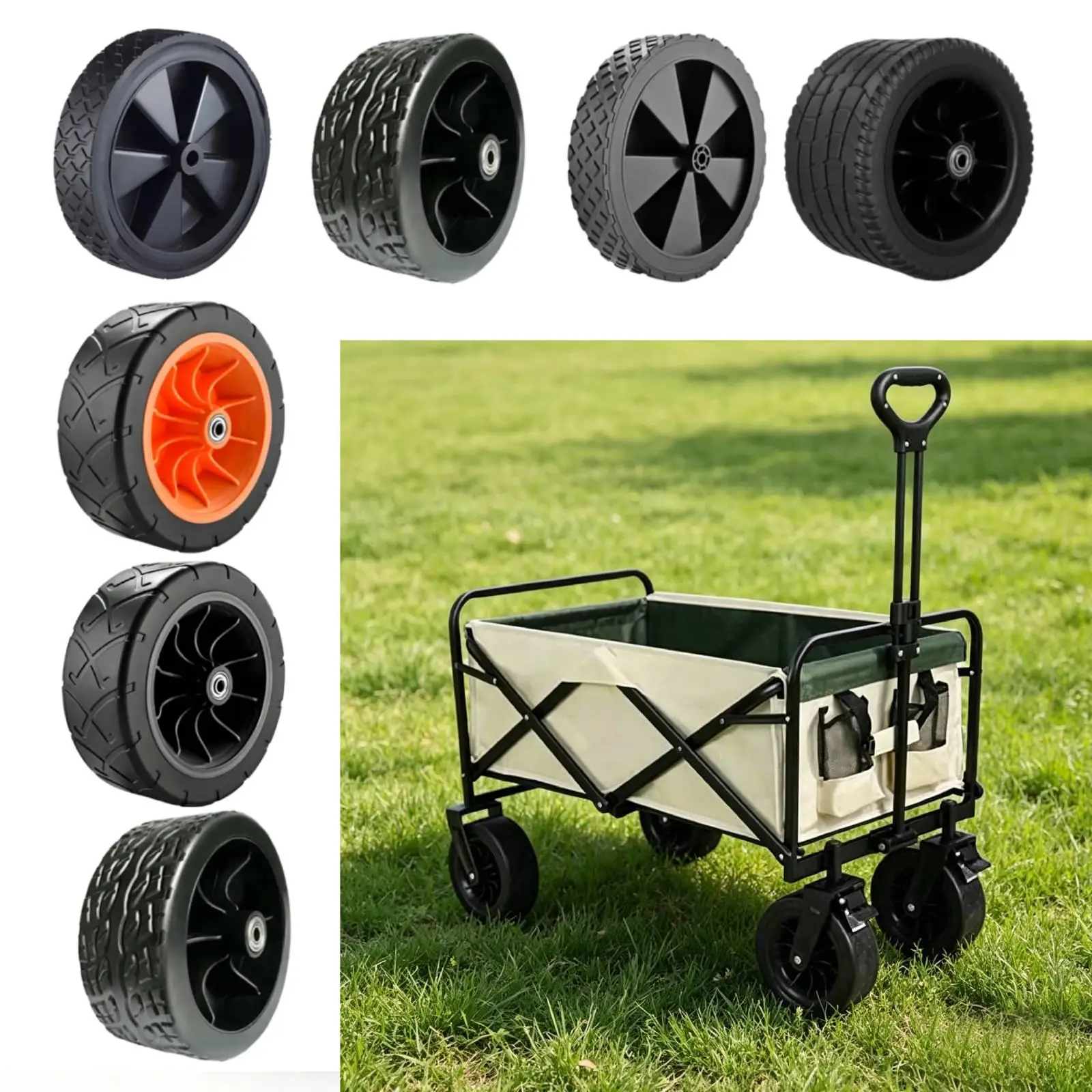 Durable Cart Luggage Trolley Wheels Double Bearing Maintenance Repair for Camping Lawn Wheelbarrow and Garden Use