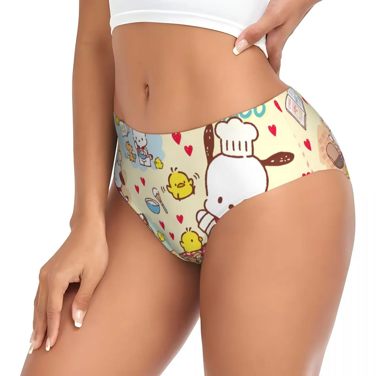 Custom Womens Kawaii Pochacco Dog Panties Underwear Female Soft Classical   Briefs Underpants