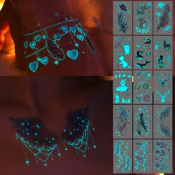 15pcs Luminous Glowing Waterproof Temporary Tattoo Sticker Fresh Wing Butterfly Animal Fake Tatto Flash Tatoo for Women men