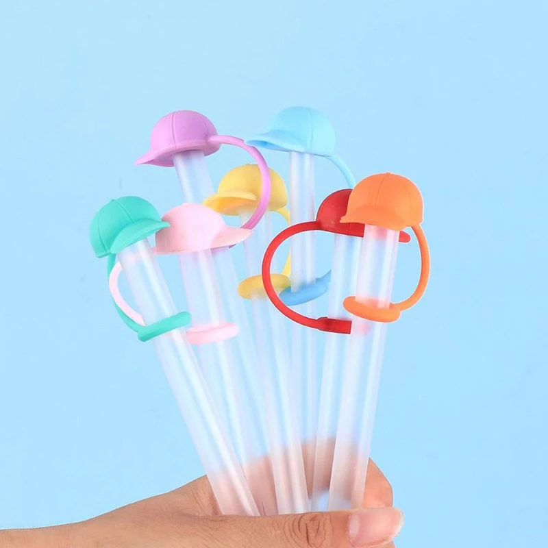 Cute Peaked Cap Straw Cap Covers For Stanley Tumbler Cup Accessories Large Diameter Silicone Dust Straw Caps Reusable