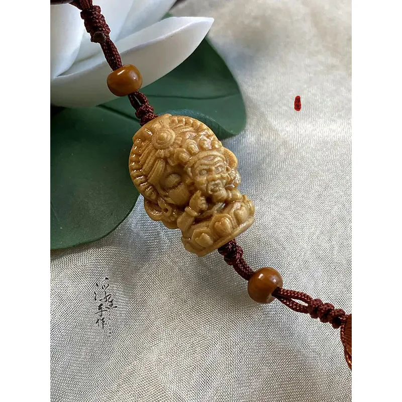 Natural sandalwood zakilam tassel hanging ornaments small size running ring handheld beaded neck beads hanging spike accessories