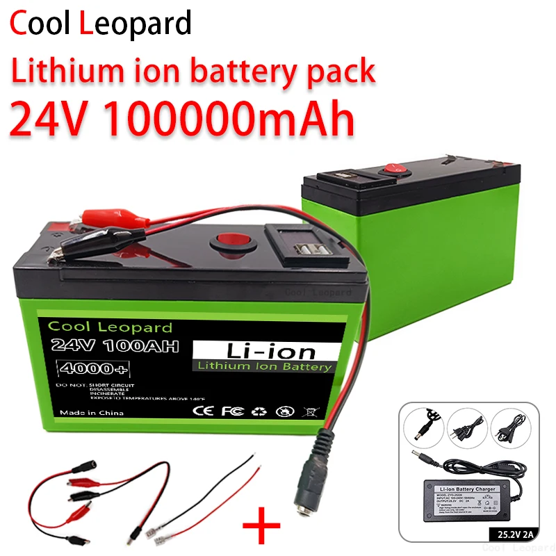 

18650 24V 100Ah Rechargeable Li-ion Battery Pack,for LED Lamp Electric Vehicle Solar Storage Replacement Battery + Charger