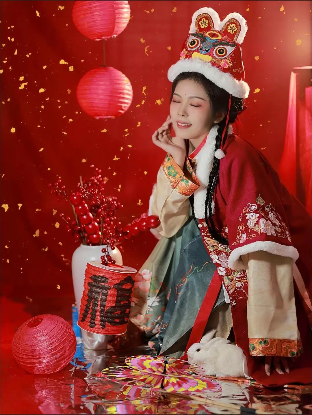 2026 Winter Hanfu Sets Women Chinese Traditional New Year Hanfu Costume Red Ma Mian Skirt Suit Female Christmas Costume