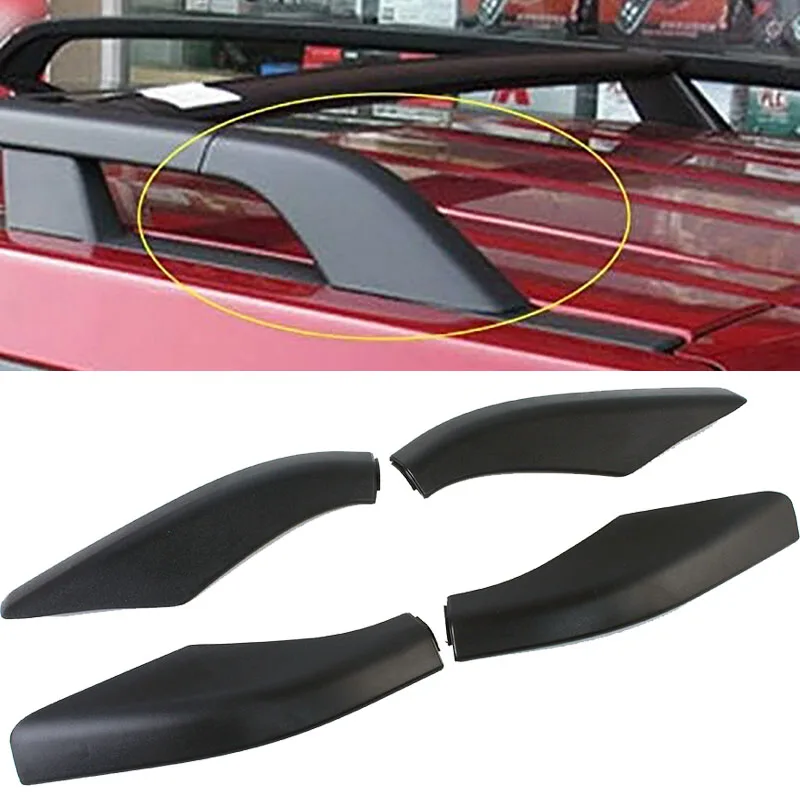 2006-2014 para land rover lr2 freelander 2 acessórios do carro preto abs telhado rack ferroviário tampa da extremidade escudo substituição 4 peças