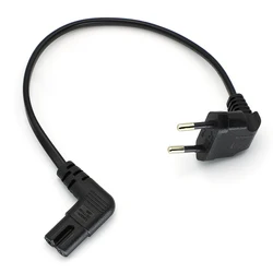 28cm Double Elbow Angled EU 2 Pin Plug to IEC 320 C7 female Portable Conversion Power Cable short line Pure copper