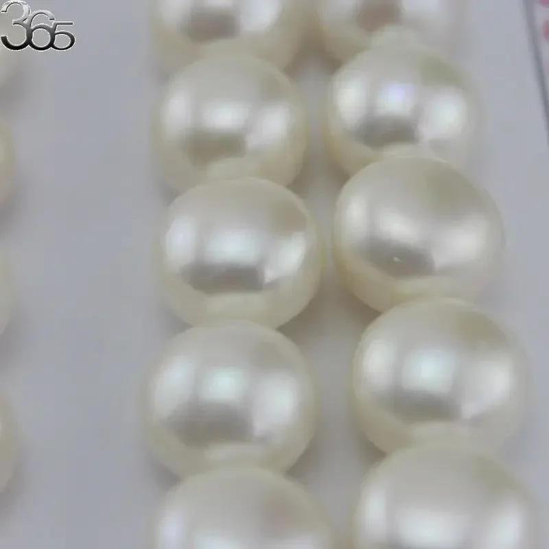 20PCS 4-12MM Natural AAA Grade White Button Flat Back Round Freshwater Pearl Half Drilled Hole Loose Beads