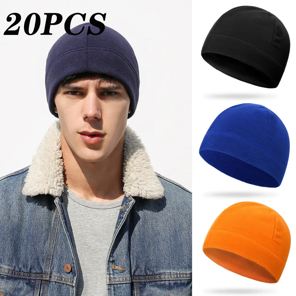 Men Polar Fleece Cap Winter Warm Outdoor Sports Running Skiing Cycling Cap Hat Windproof Soft Beanie Cap Women Ski Bike Hat Cap