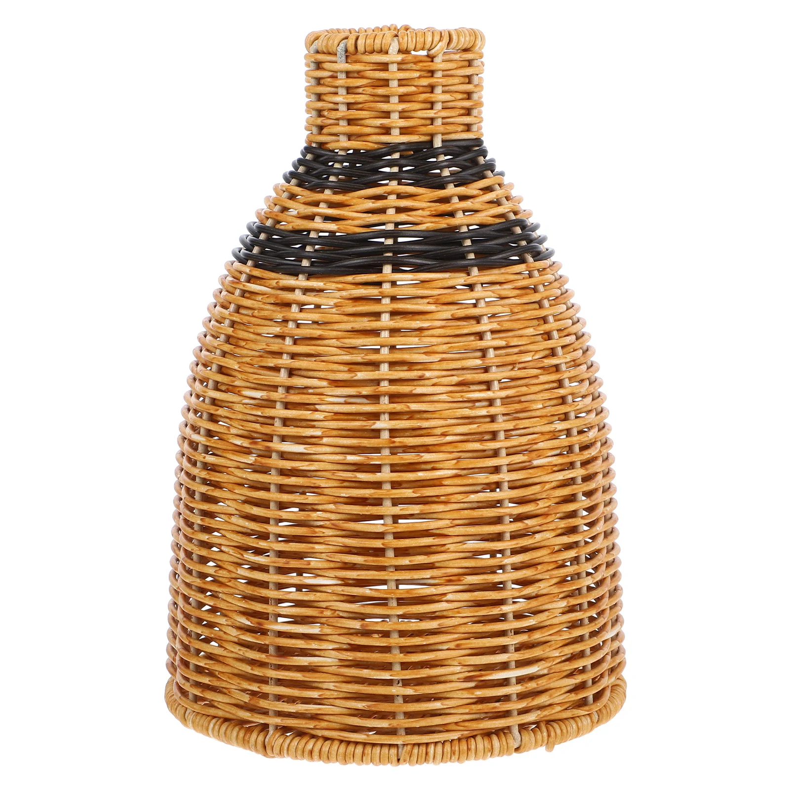 

1PC Imitation Rattan Vase Plastic Iron Material Woven Flower Pot Cottage Style Desktop Decorative Vase for Home