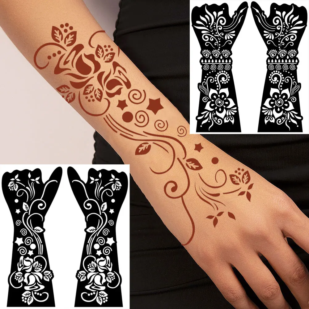 2 stücke Henna Tattoo Schablone Tattoo Vorlage Hohl Tattoo Vorlage Finger Wiederverwendbare Tattoo Vorlage Tattoo Werkzeuge