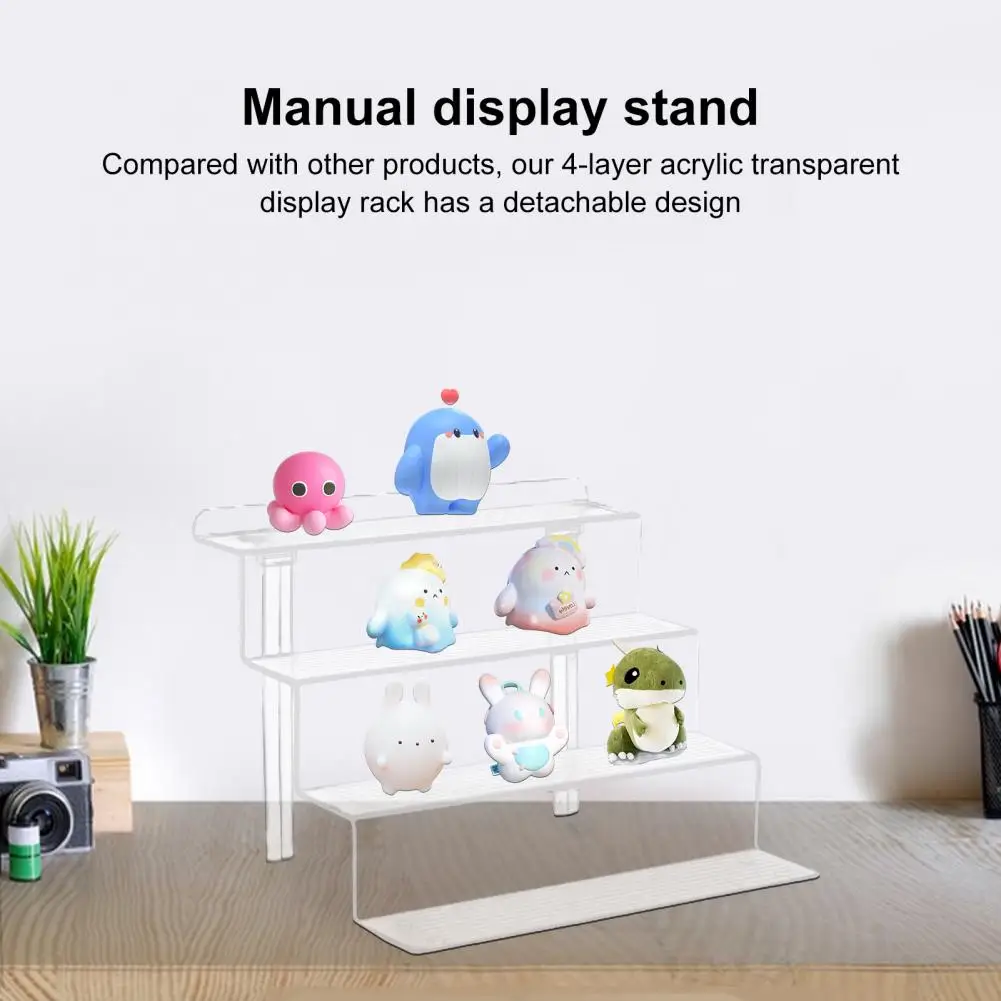 Acrylic Display Transparent Cosmetic Display Stands with Stable Wide Platform 4-tier Perfume Organizers Nail Polish for Desktop