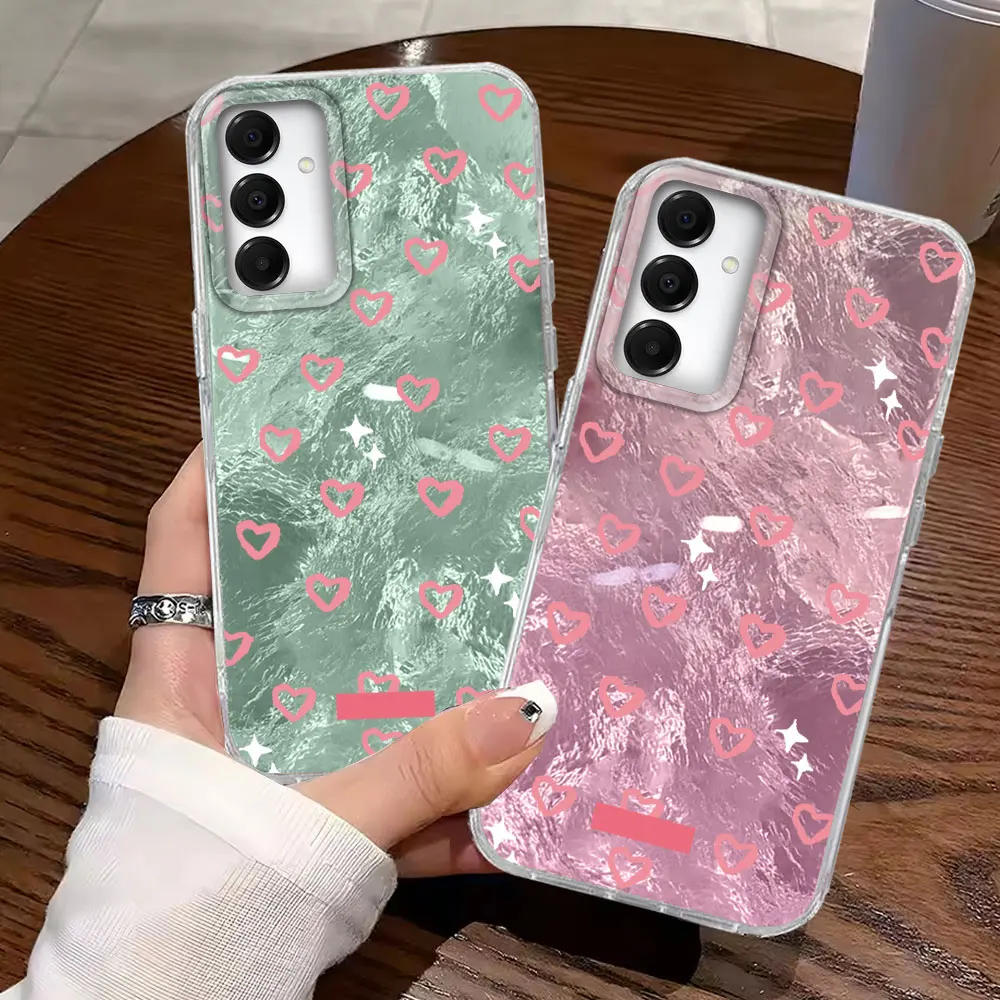 Für Samsung Galaxy A16 A57 A07 A17 A26 A56 A55 A25 A35 A54 A15 A13 A36 A14 A34 A12 Rosa Kleine Liebe Herz Mädchen Telefon Fall Abdeckung