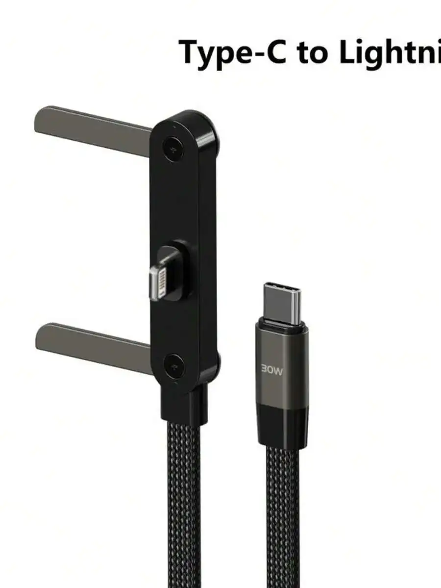 

Foldable Type-C To Lightning 30W Charging Cable With Integrated Phone Stand For Gaming, Office, And Car Use