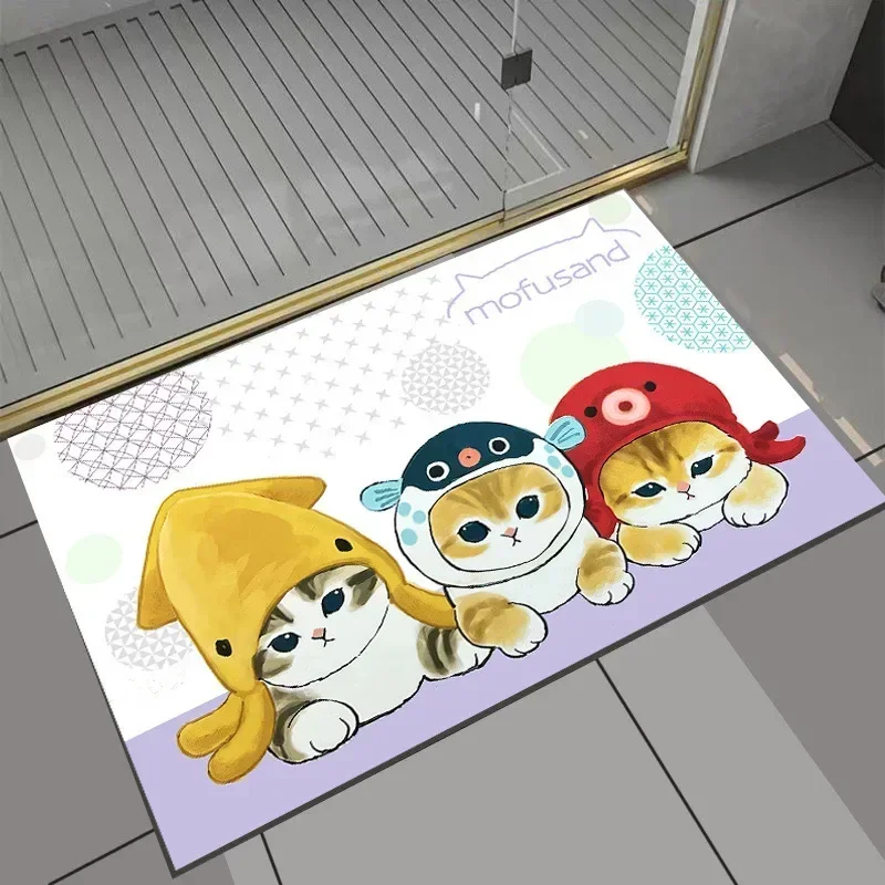 Cutie Cartoon Kitty Pattern Bathroom Non-silp Doormats Suitable for Living Room Entrance Decorative Accessories Pad Bedroom Rugs