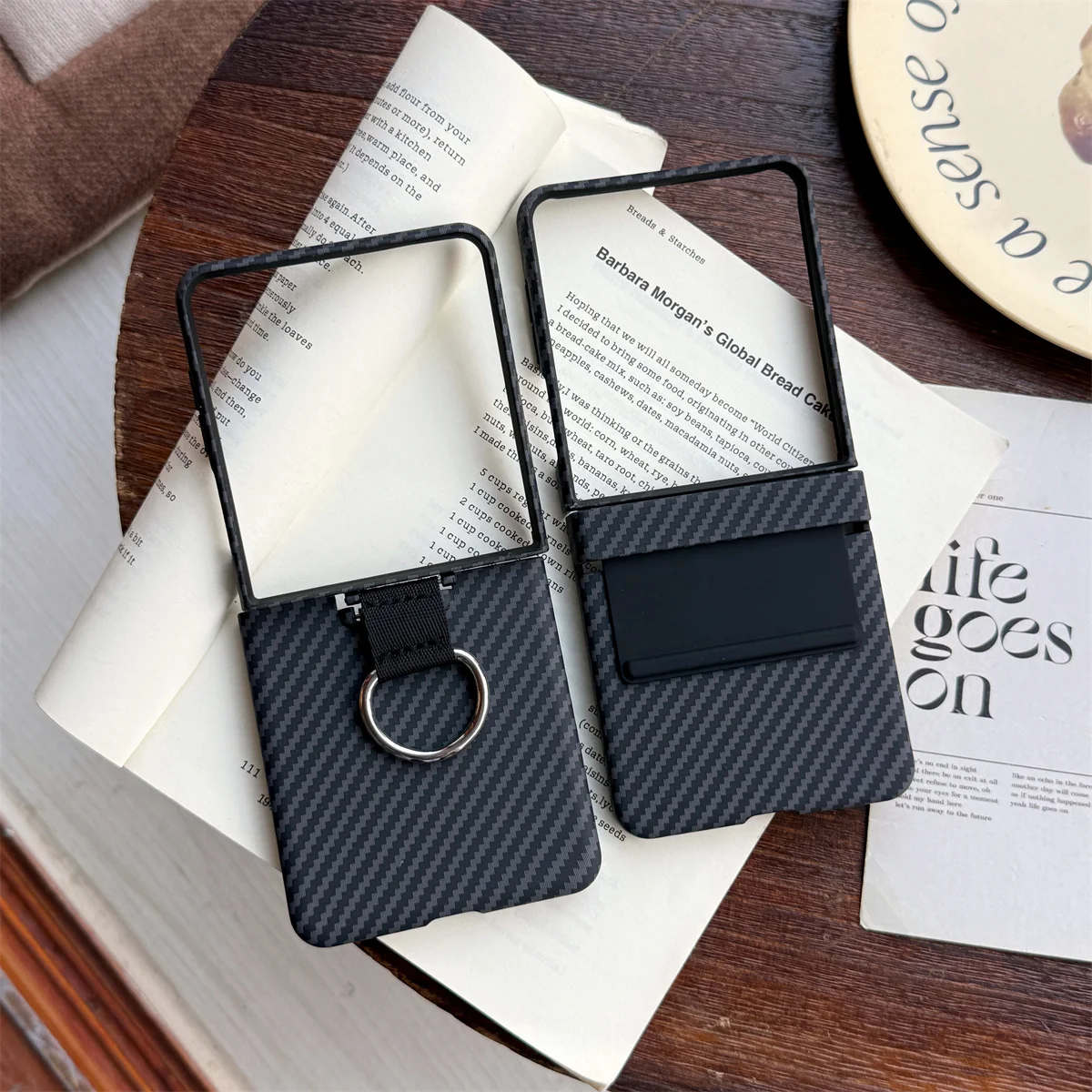 Kohlefaser-Ring-Handyhülle für Samsung Galaxy Z Flip 4 5 6 7 Flip7 Flip6 Flip5 Flip4 Flip7FE stoßfeste Schutzhülle