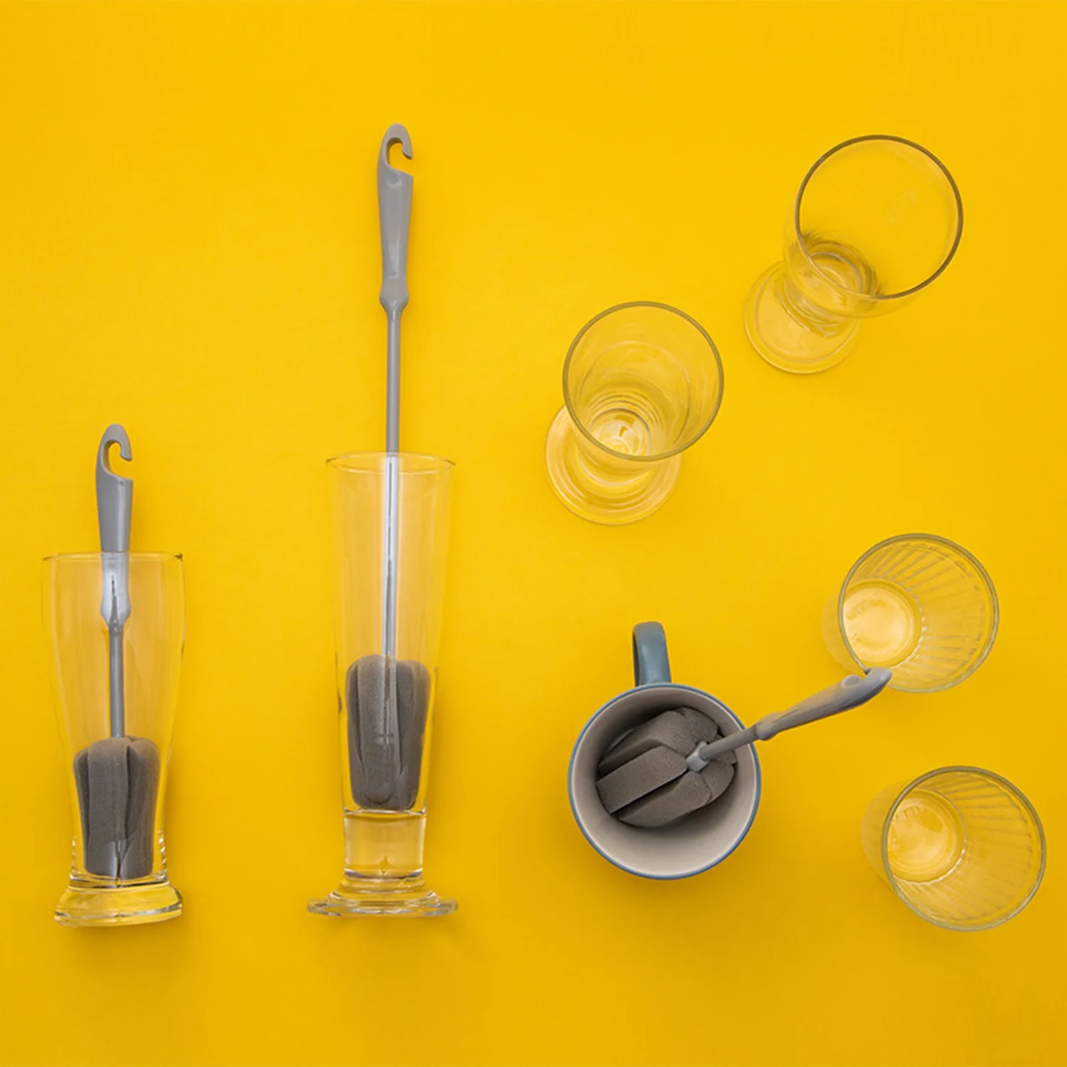 CYGJ-2 шт. губка-щетка для бутылки с молоком, чашка для мытья стекла, инструменты для чистки кухни, щетка для чистки чашек, пластиковая короткая ручка и Lon