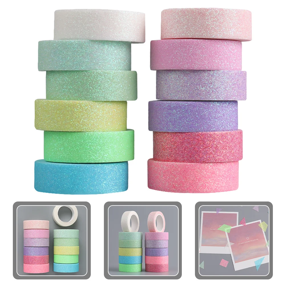 

Washi Tape Candy Color Decorative Paper Tapes For Gift Wrapping Scrapbooking Diy Journal Notebook Glitter Washi Tapes