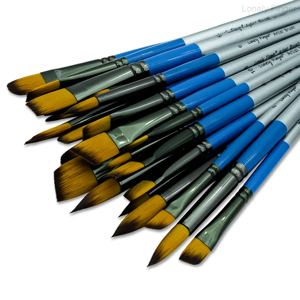 Paint Brushes,6/24PCS Professional Artist Paint Brush for Acrylic Watercolor Gouache Oil Painting,Nylon Hair Angled Paintb