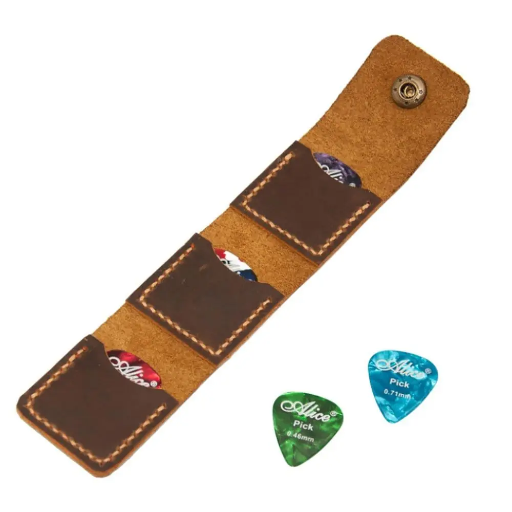 PU Leather Guitar Picks Storage Pouch Foldable Waterproof Guitar Picks Case Portable Drop-proof Guitar Picks Organizer