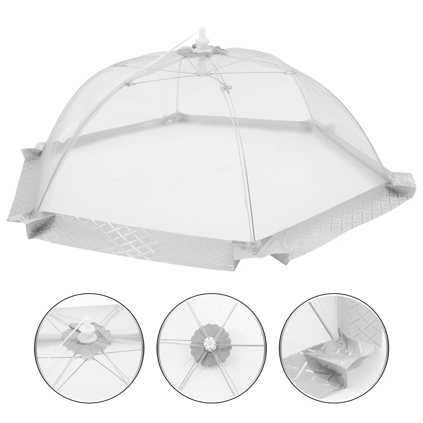 Transparent Flyproof Food Cover Large Capacity Foldable Round Table Dome Grey 60cm Diameter Mesh Tent Picnic Party Outdoor