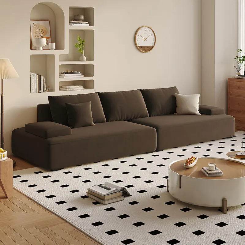 

Велюровый модульный диван-шезлонг в минималистичном стиле, темно-коричневый, для дома и офиса