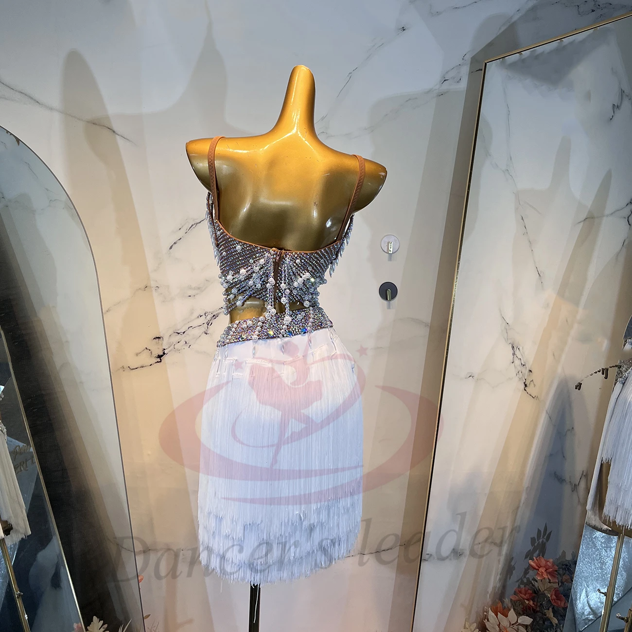 فستان الرقص اللاتيني للأطفال البالغين حجر الراين الراقية مخصص لؤلؤة شرابة الحمالة التانغو الملابس النسائية