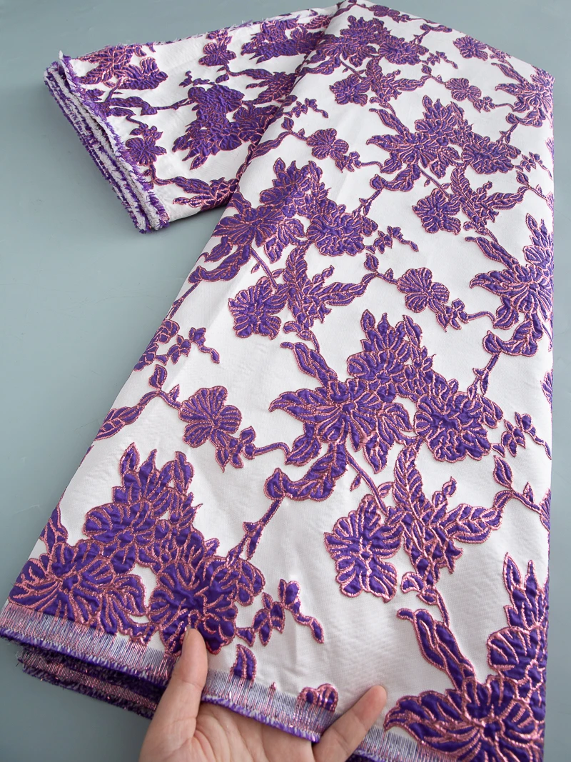 

2025 High Quality Luxury French Gild Jacquard Lace Fabric Nigeria Organza Jacquard Lace for Women Party Wedding Dresses TY4538