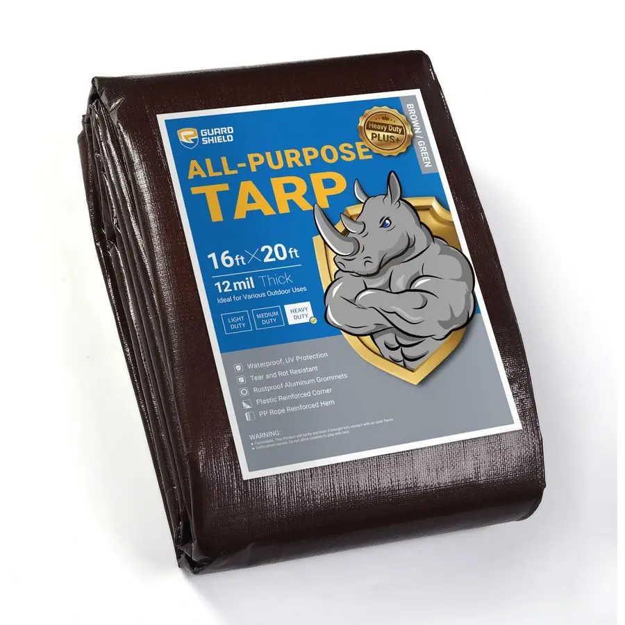 

Brown Tarp 16x20 Feet Large Plastic Tarps Heavy Duty Waterproof Outdoor Tarpaulin Cover 12mil