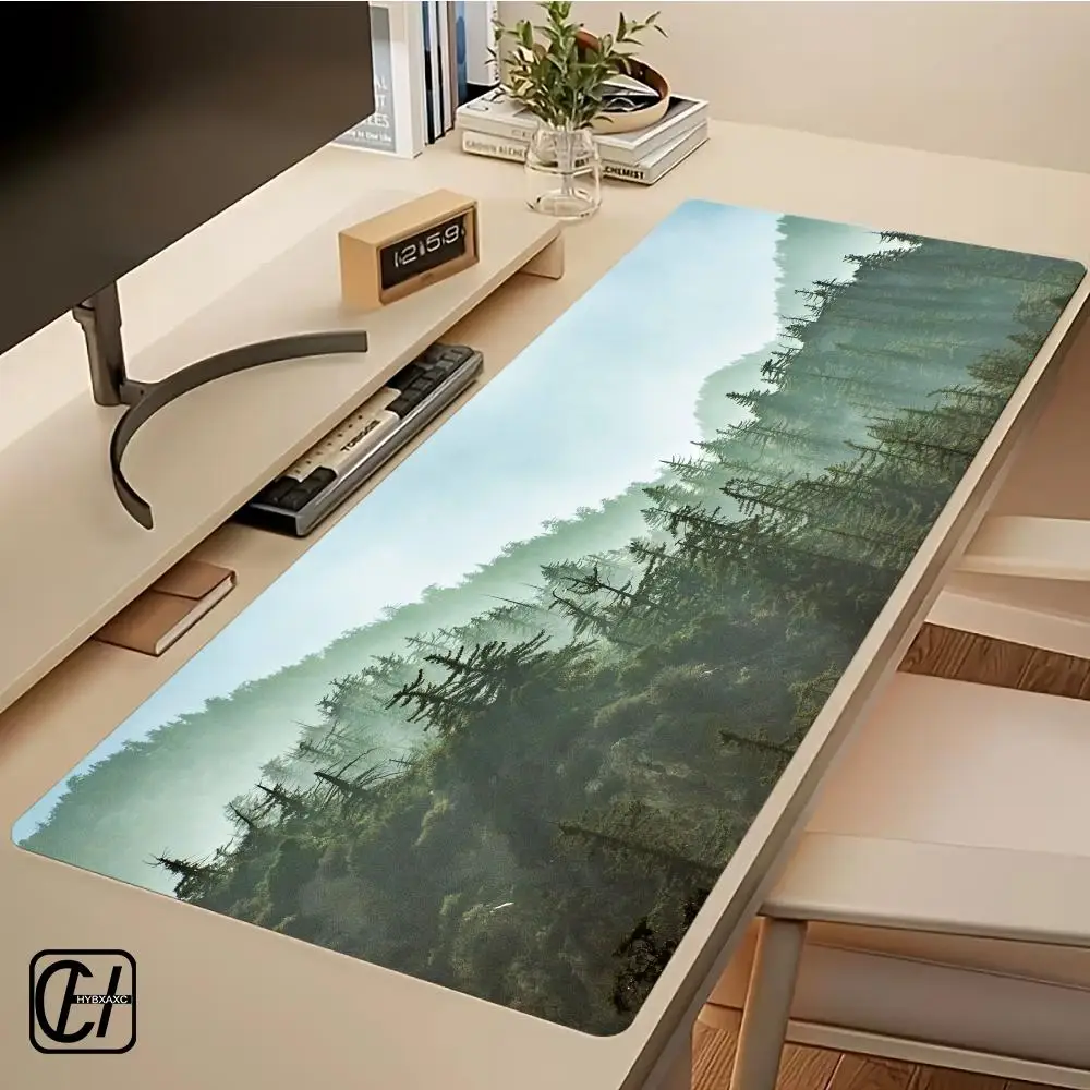 

Mouse Pad Foggy Green Forest Gamer Computer New Home XXL HYB XXC Keyboard Pad Gamer Carpet Natural Rubber Anti-slip Mouse Mat
