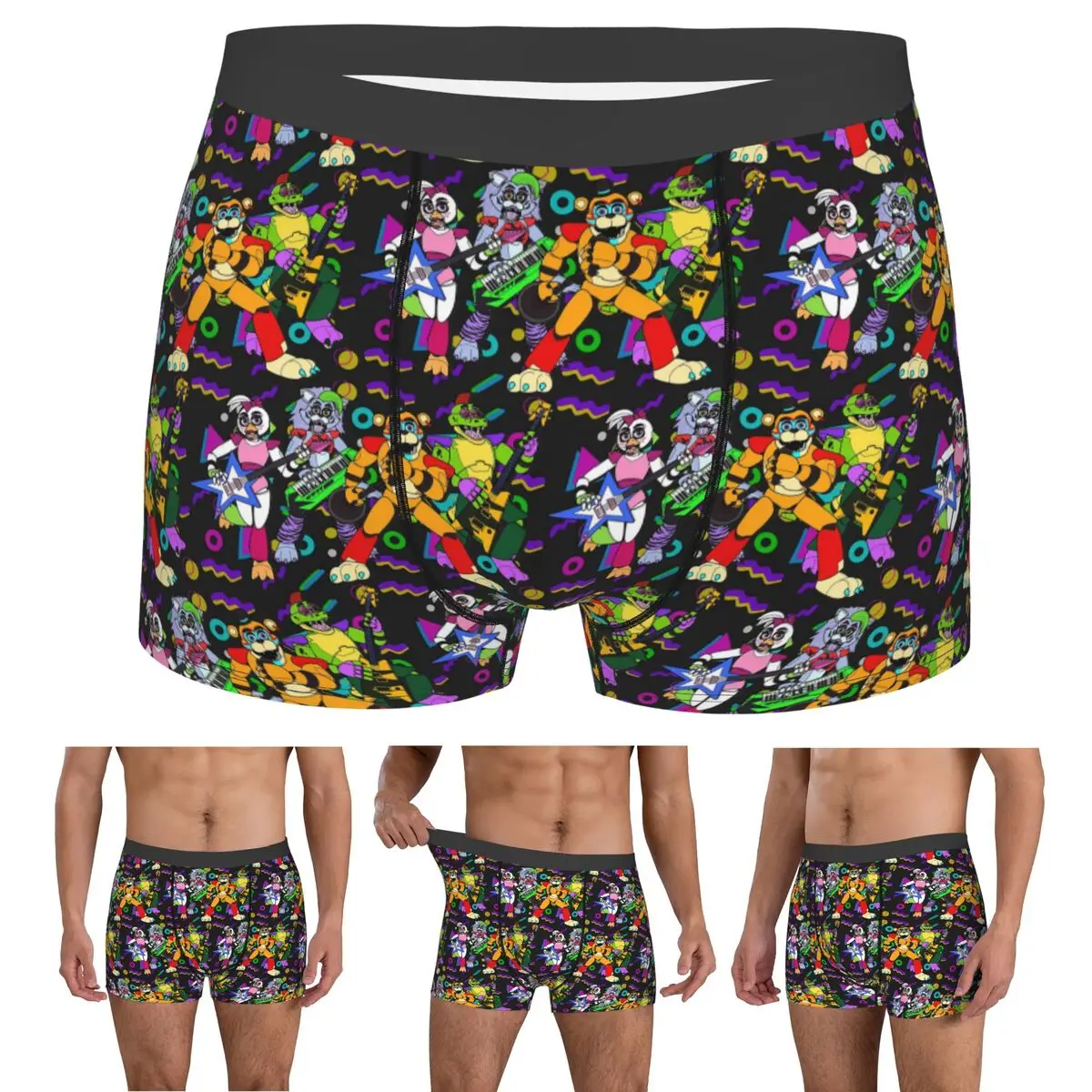 Boxer Underpants Shorts Freddy Fazbear Pizzaplex Performers Panties Men's Ventilate Underwear for Homme Man Boyfriend Gift