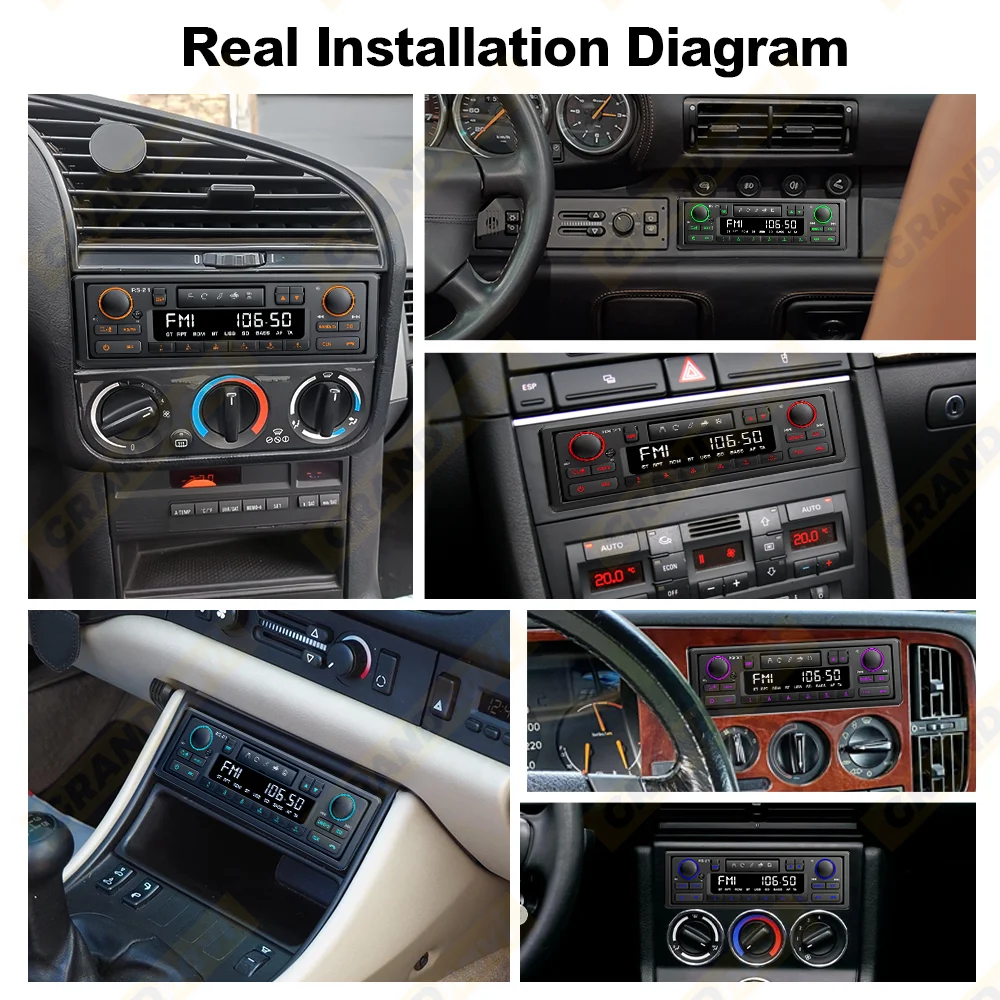 1DIN Retro Car Radio MP3 Player Stereo Bluetooth FM AM RDS Support QC3.0 For Porsche VW Benz BMW Land Rover Audi Alfa Romeo