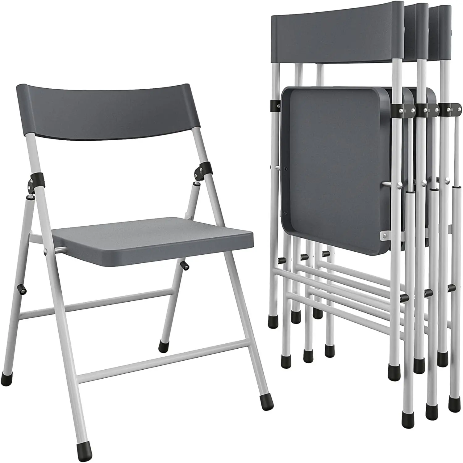 

COSCO Kid's Pinch-Free Resin Folding Chair, Gray & White,(Pack of 4), Easy to Clean, Multi-Purpose, No Assembly Required,