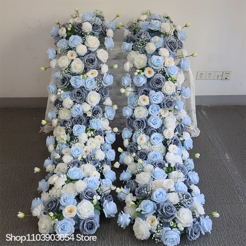 Blaue Rosen-Sofa-Läufer-Deko, Blumenreihe, Hochzeits-Hintergrund-Bogenrahmen, Blumenarrangement, Bankett-Zubehör, Foto-Requisite, Schaufensterdekoration – Detail 6