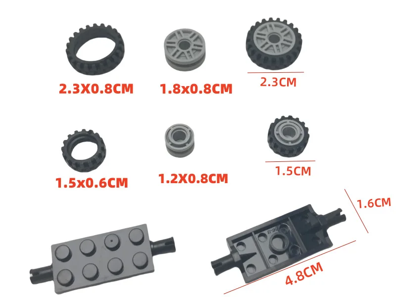 70PCS Building Blocks Wheel Tire MOC Bricks Car Track Vehicle Parts Accessories 40687 42610 92402 61254 56902 Compatile view 3