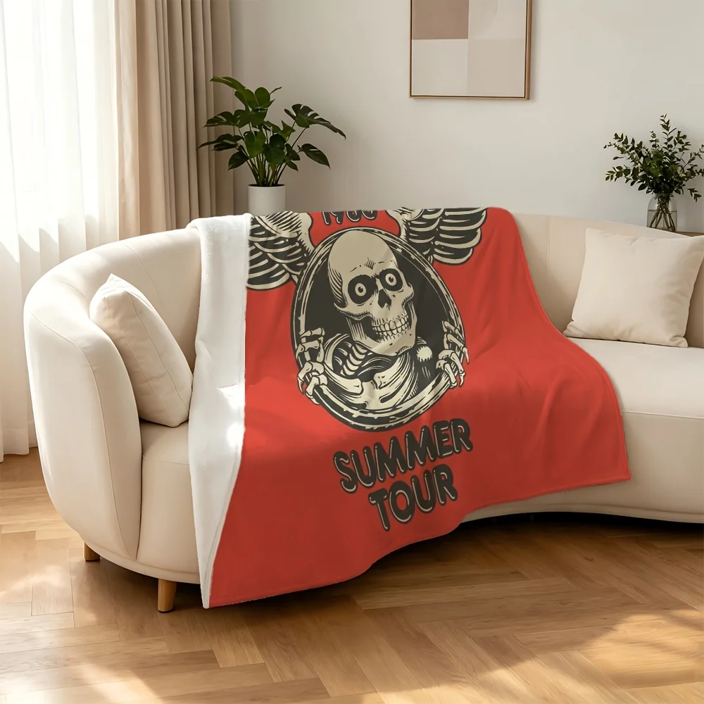Vintage Bones Brigade Band Throw Blanket Rock Skull Couch Decor Stylish Cozy Gift for Home