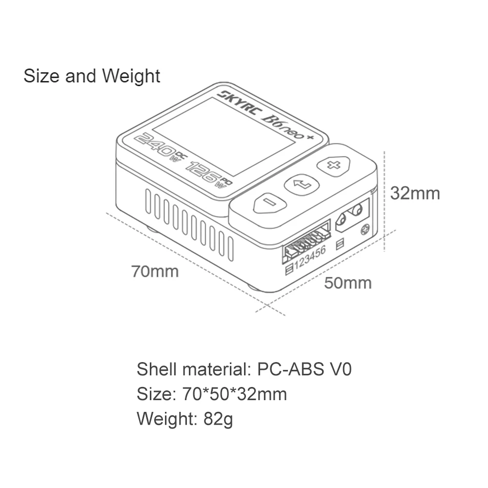 � SKYRC B6neo+ Smart Ladegerät High Power DC240W PD126W Mehrsprachiges Balance-Ladegerät Neue B6neo-Stecker – Detail 18