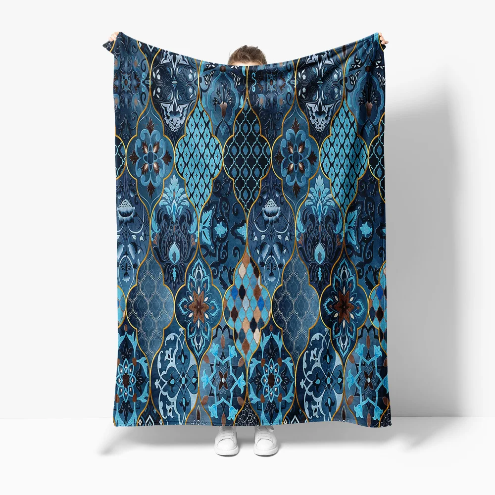 

Turkish Vintage Paisley Mosaic Pattern Fleece Blanket Sofa Bed Throw Decorative Cushion Cover Gift