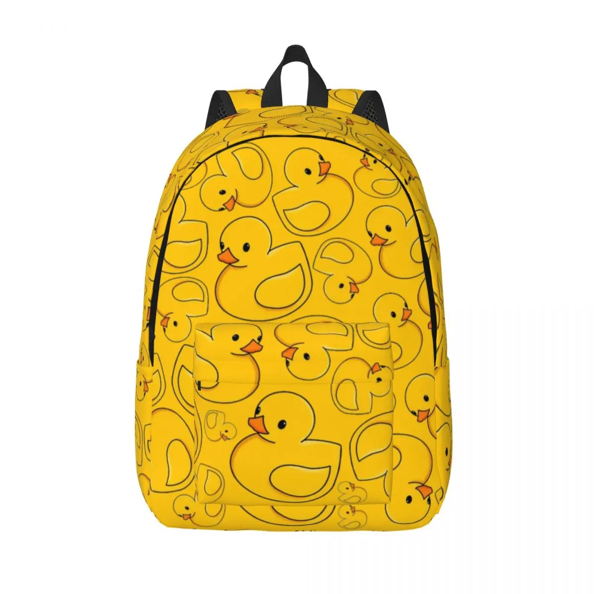 Rubber Ducky Baby Backpack for Kindergarten Primary School Student Yellow Duck Bookbag Boy Girl Kids Canvas Daypack with Pocket