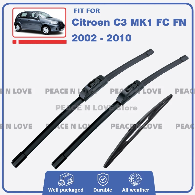 

Front Rear Wiper Blades Set Kit For Citroen C3 MK1 FC FN 2002 - 2010 Windshield Window Windscreen Rubber Brushes Car Accessories