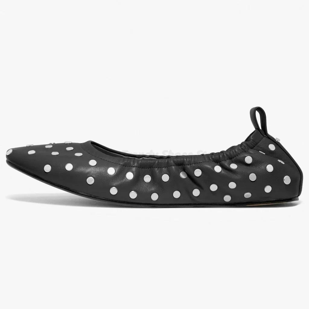 

Round Head Rivet Flat Shoes, Thick Heel Spring Single Shoes Comfortable and Versatile Retro and Lightweight Walking