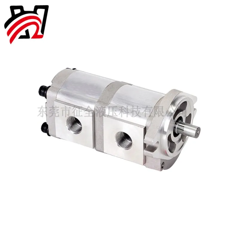 Zhengquan Hydraulic Double Oil Pump HGP 33A Flat Key Installation Diameter 17.46mm Key Shaft, Aluminum Alloy Material