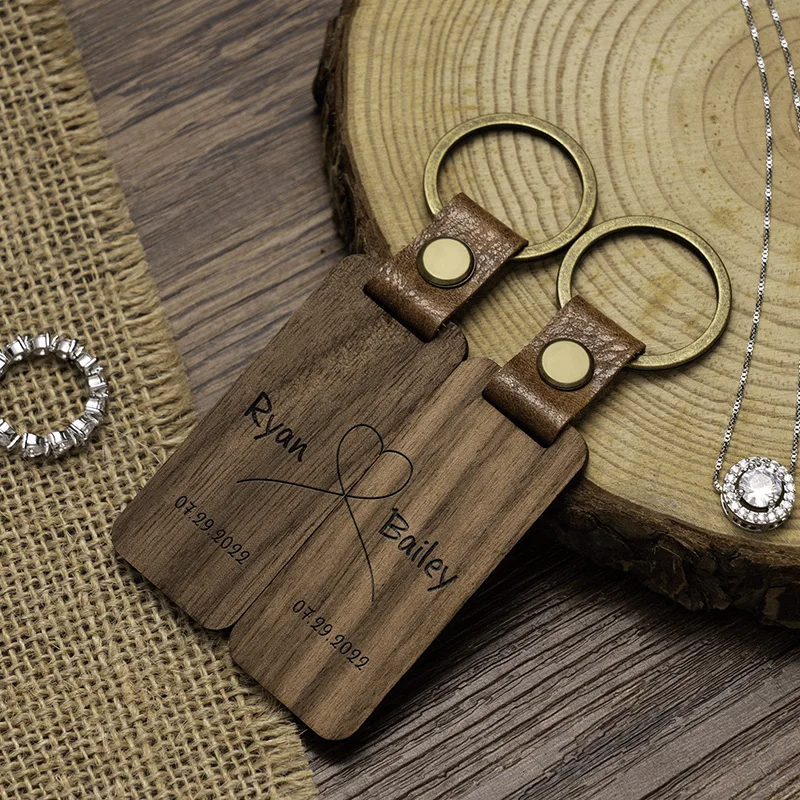 

Personalized Wooden Couple Engraved Keychain