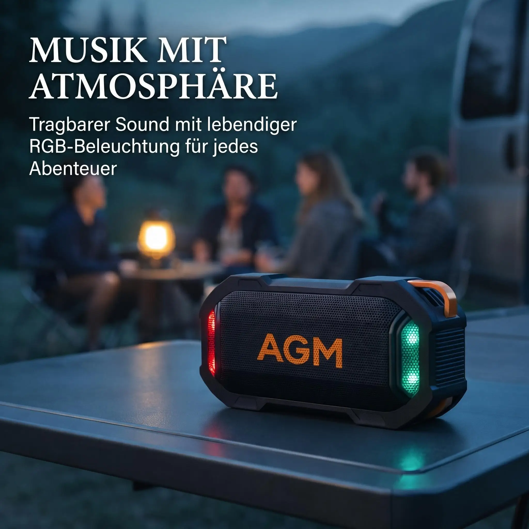 AGM MAG ROCK Outdoor Wireless Speaker Bluetooth 5.3 Speaker Stereo Sound IPX7 Waterproof RGB Light Speaker