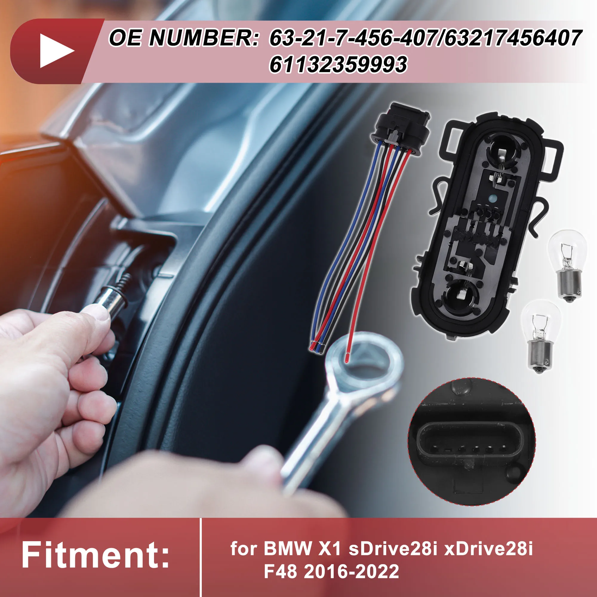 UXCELL Tail Light Socket Wiring for BMW X1 sDrive28i xDrive28i F48 No.63-21-7-456-407