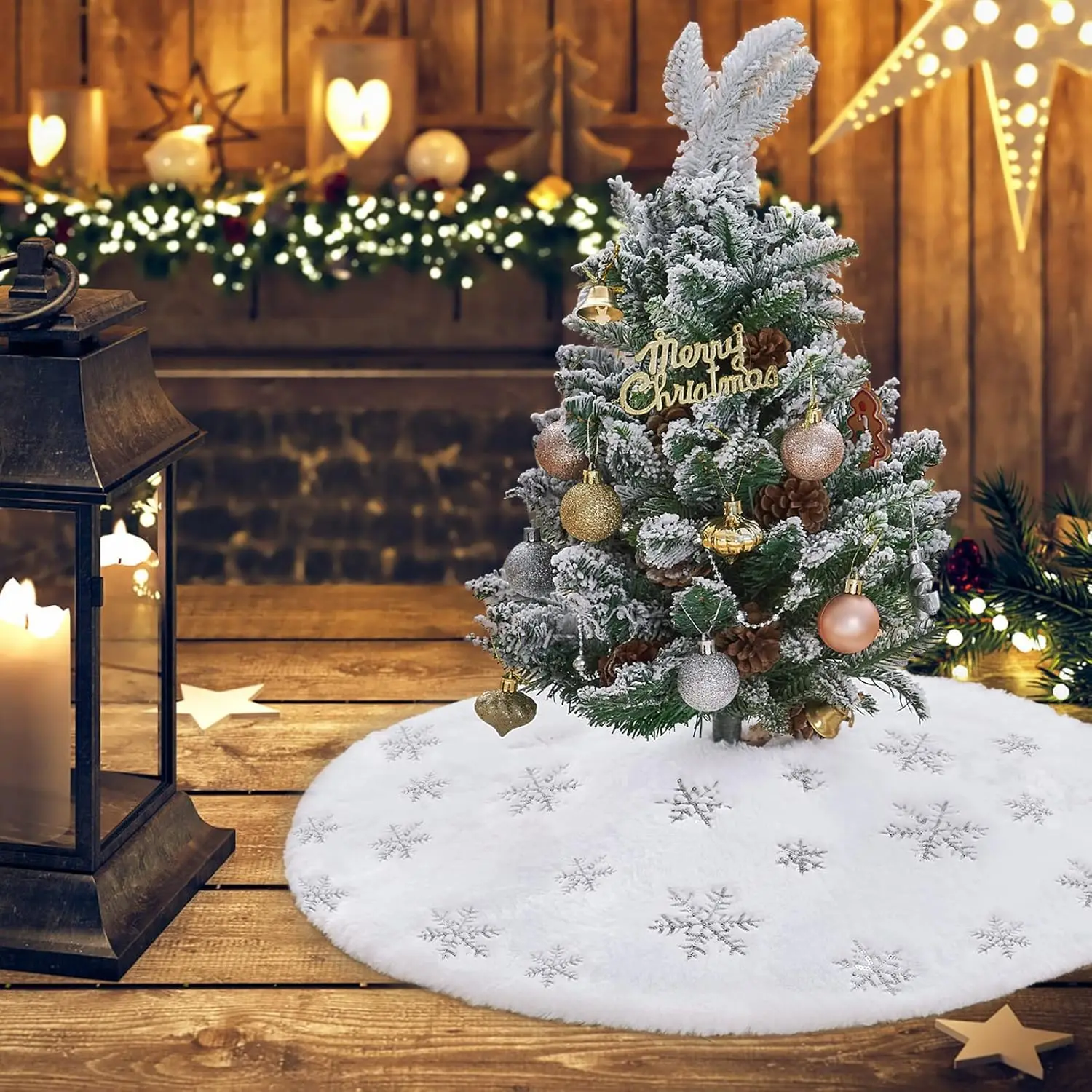 6 Pieces White Snow Tree Skirt | High-End Soft Classic Fluffy Christmas Skirts for Xmas Trees | Home Indoor Decorations Christma