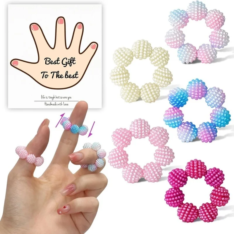 5 Pcs Spiky Gradient Beaded Sensory Finger Rings Fidget Stress Relief Toy Anxiety Calming Hand Accessories For Adult Daily Wear