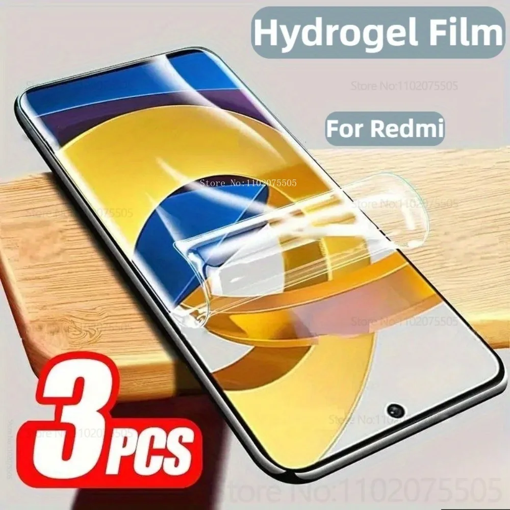 

3Pcs Full Cover Screen Protector for Xiaomi Redmi 13C 13X 14C 5G 12 11A HD Hydrogel Film for Redmi 15C 4G 15 14R 10Power 10X Pro