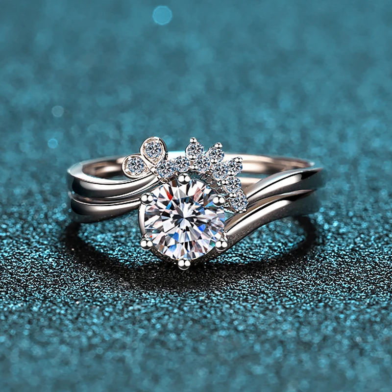 Moissanite Ring  S925 Sterling Silver 2-Piece Stackable Moissanite Band Set for Women