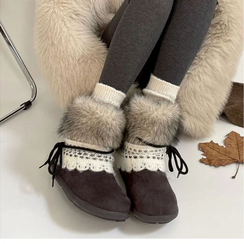 الصوف الدافئة سميكة سوليد حذاء الثلوج للنساء 2025New الشتاء موضة النسخة الكورية المضادة للانزلاق سميكة الصوف أحذية قطنية للنساء