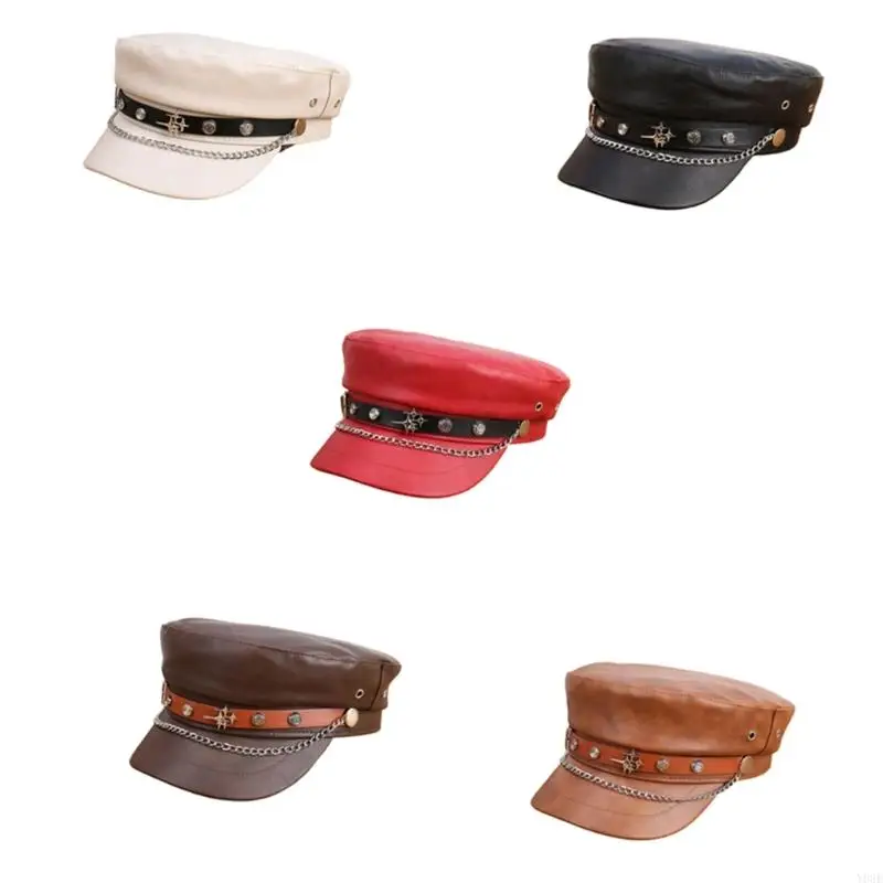 ネイビー-スタイル帽子ベルト-バックル-チェーン耐久性-pu-レザー帽子さまざまな顔の形や機会-y08e